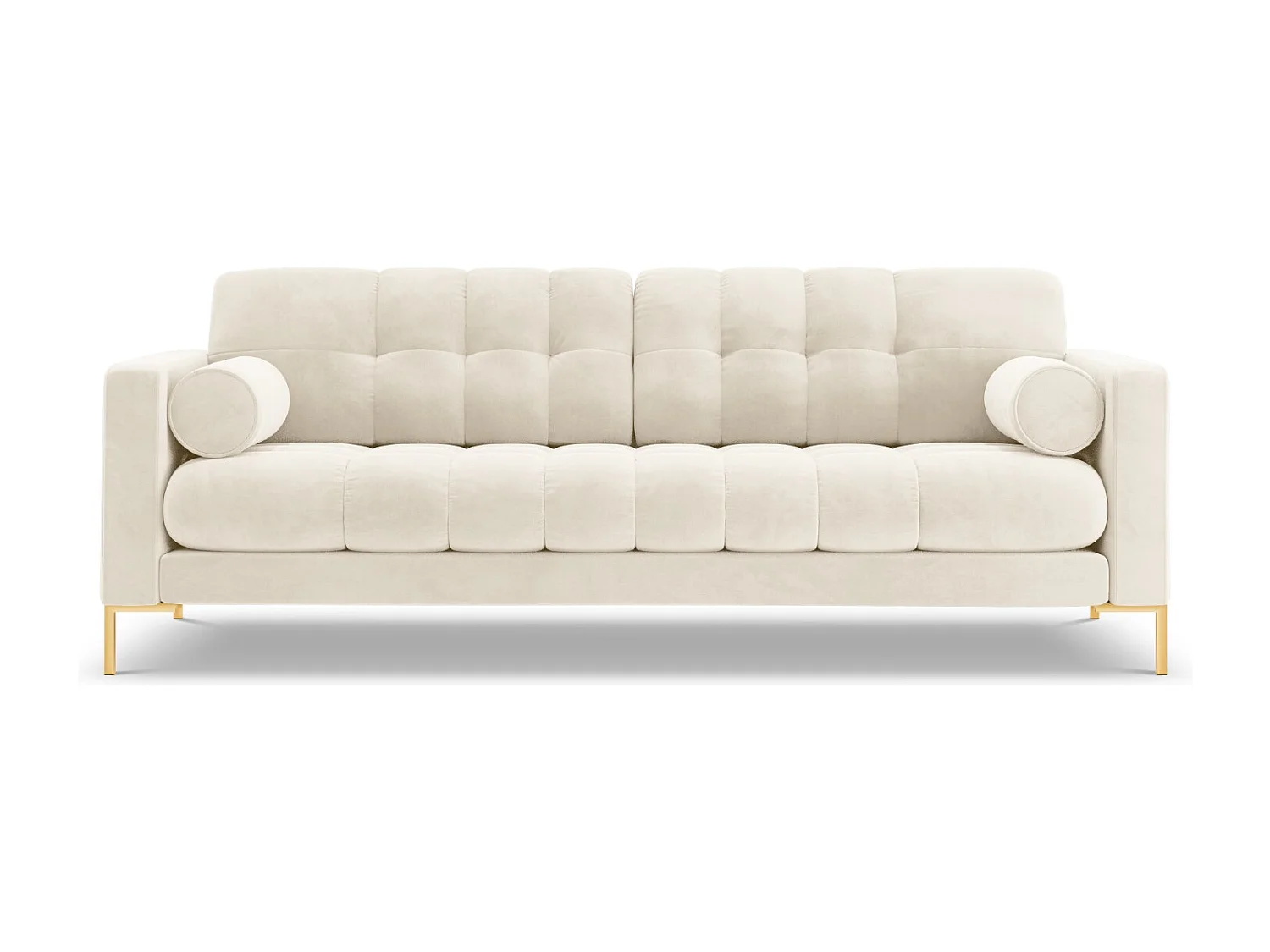 Cosmopolitan Design - Sofá "Bali" 3 plazas de terciopelo beige claro - 177x92x75cm