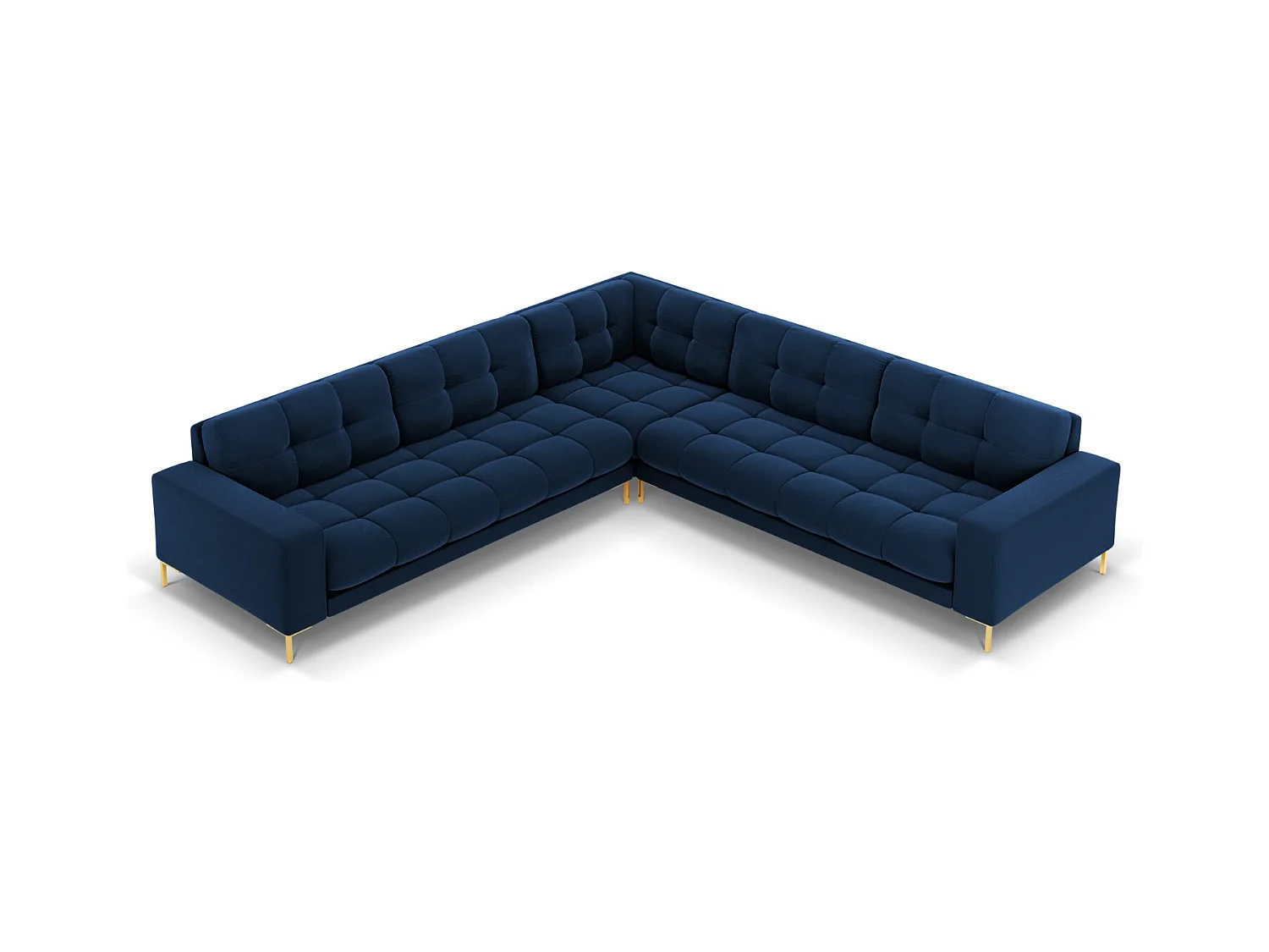 Cosmopolitan Design - Canapé d'angle symétrique "Bali" 6 places en velours bleu roi - 256x256x75cm