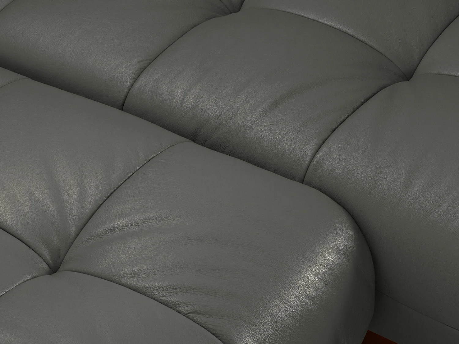 CXL by Christian Lacroix - Canapé d'angle droit modulable "Olivier" 4 places en cuir véritable gris foncé - 264x171x87cm