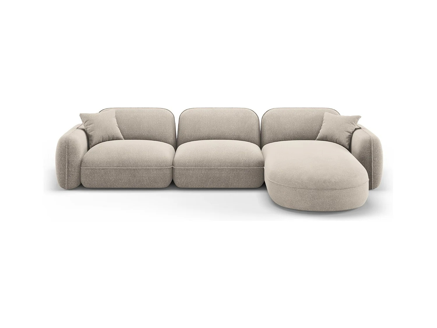 CXL by Christian Lacroix - Modulaire hoekbank rechts "Lucien" 4 zitplaatsen, Flueel, Donkerbeige - 320x165x70cm