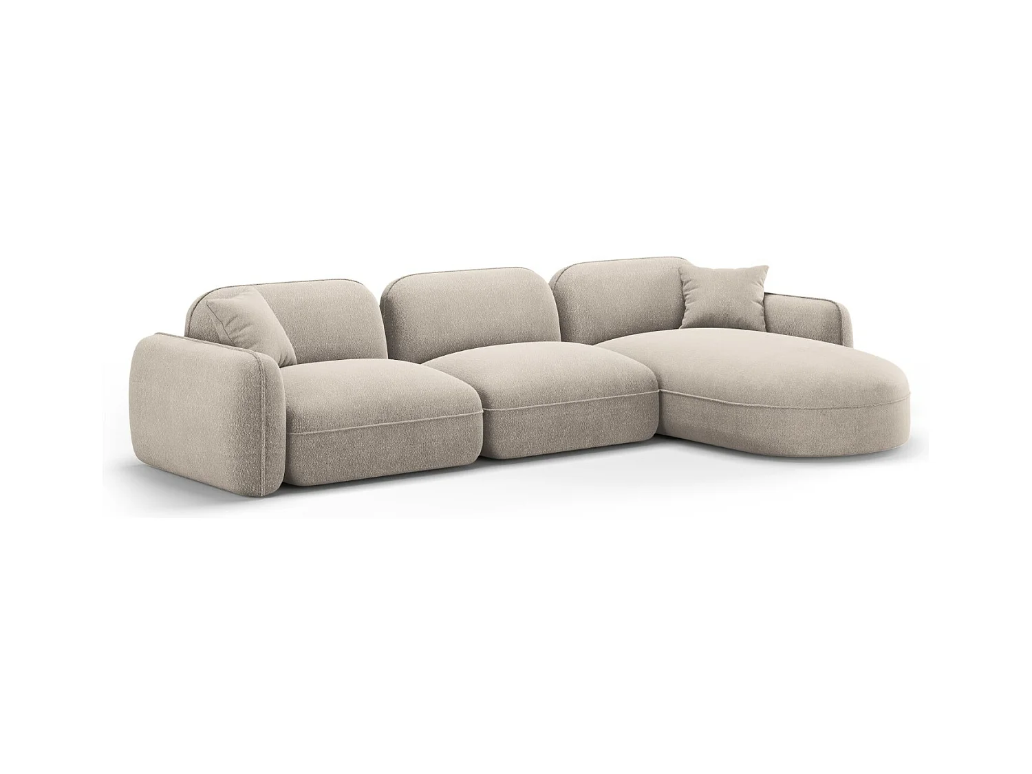 CXL by Christian Lacroix - Canapé d'angle droit modulable "Lucien" 4 places en velours beige foncé - 320x165x70cm