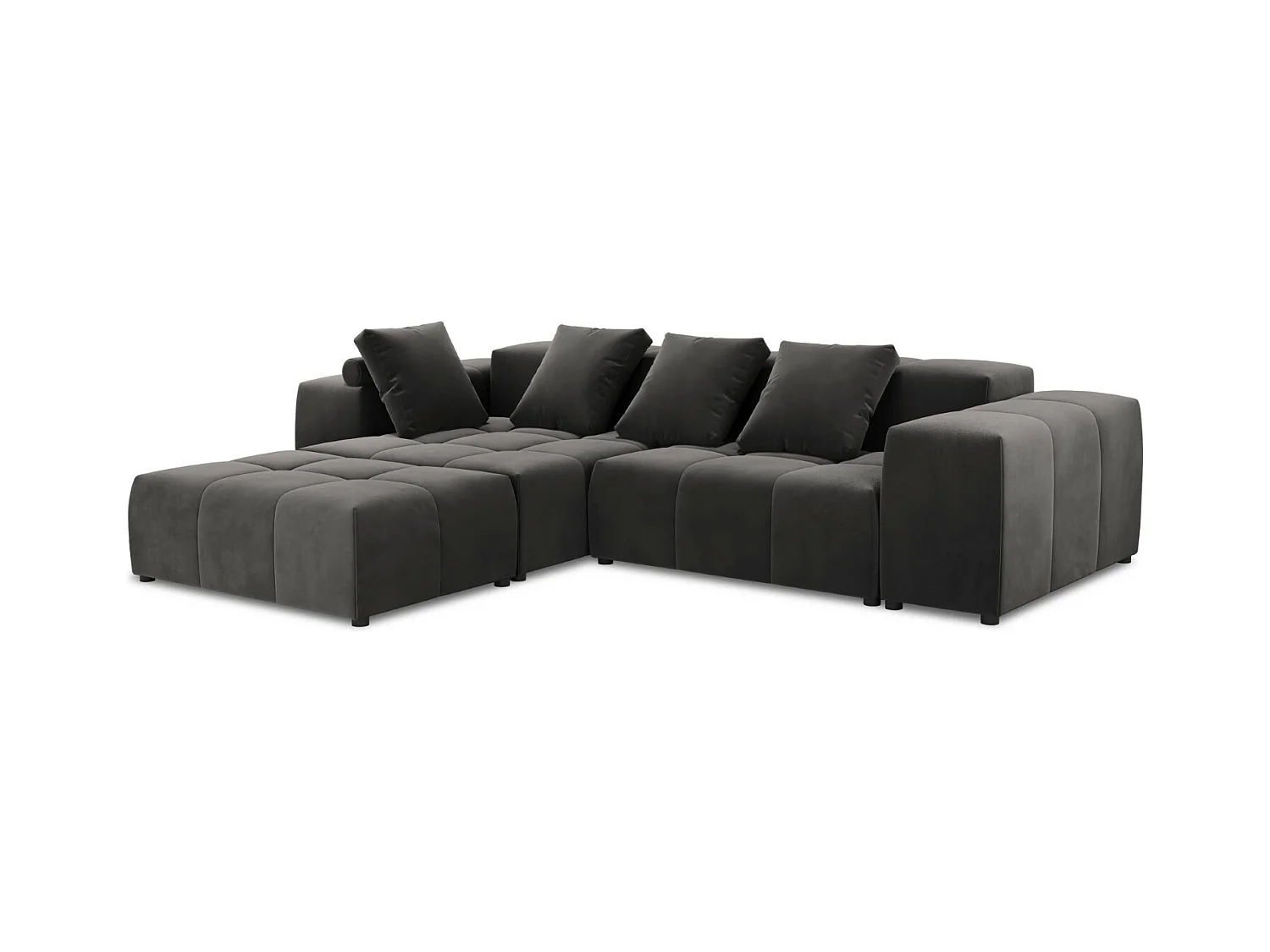 Cosmopolitan Design - Symmetrische modulaire hoekbank "Rome" 5 zitplaatsen, Flueel, Donkergrijs - 320x240x75cm