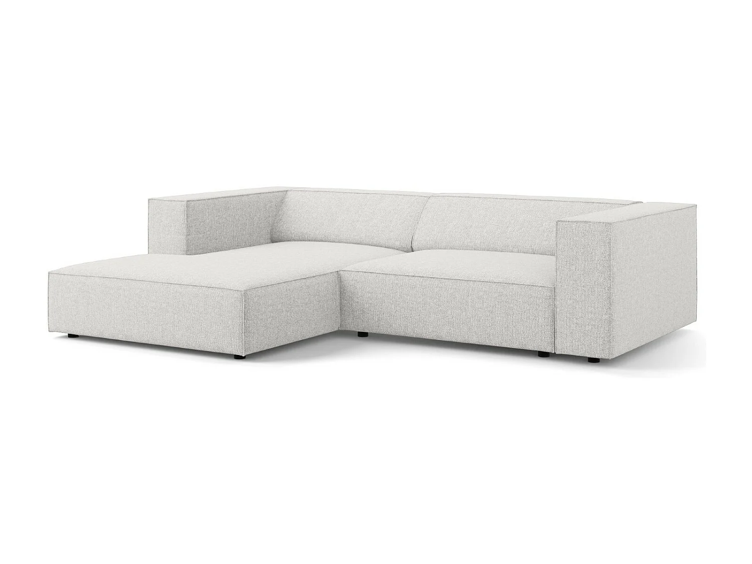 Cosmopolitan Design - Linker hoekbank "Arendal" 3 zitplaatsen, Chenille, Lichtgrijs - 224x166x70cm