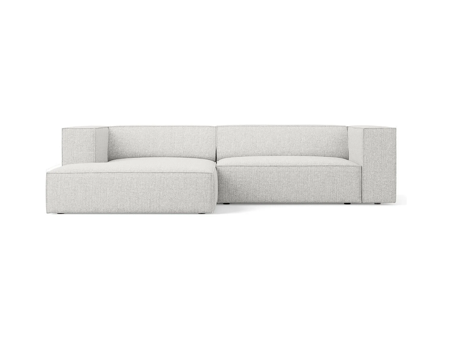 Cosmopolitan Design - Canapé d'angle gauche "Arendal" 3 places en chenille gris clair - 224x166x70cm
