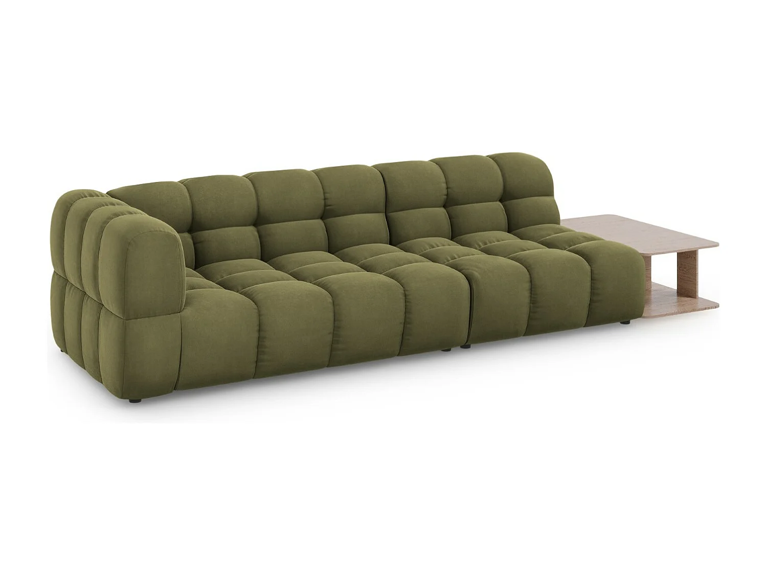 Cosmopolitan Design - Sofa modułowa bok prawy, "Sky" 4 miejsca welur, zielony jasny - 297x102x75cm
