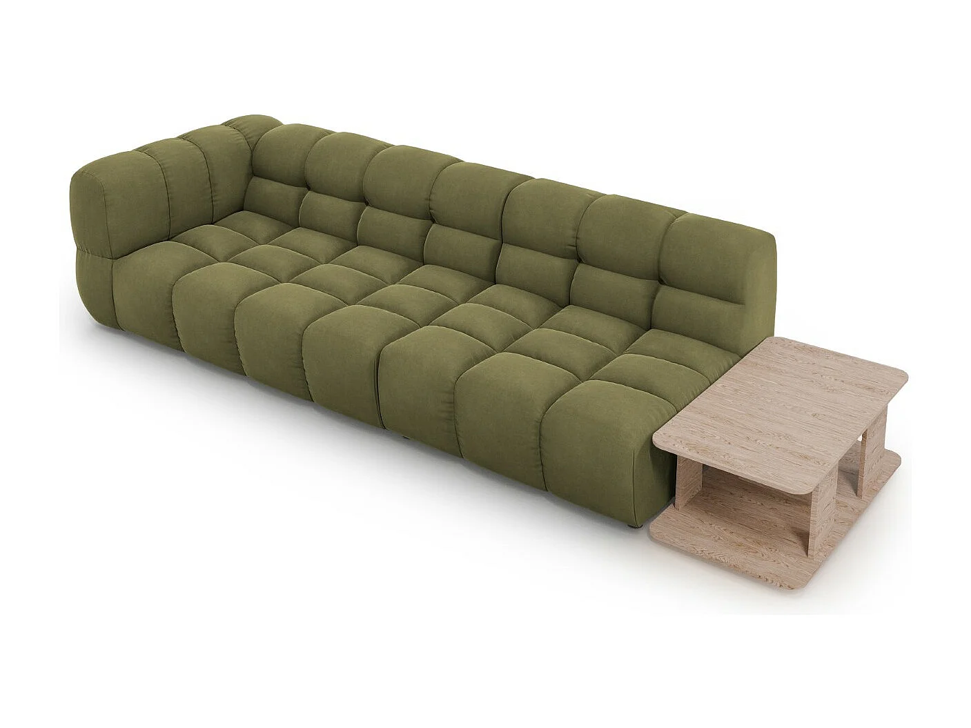 Cosmopolitan Design - Sofa modułowa bok prawy, "Sky" 4 miejsca welur, zielony jasny - 297x102x75cm