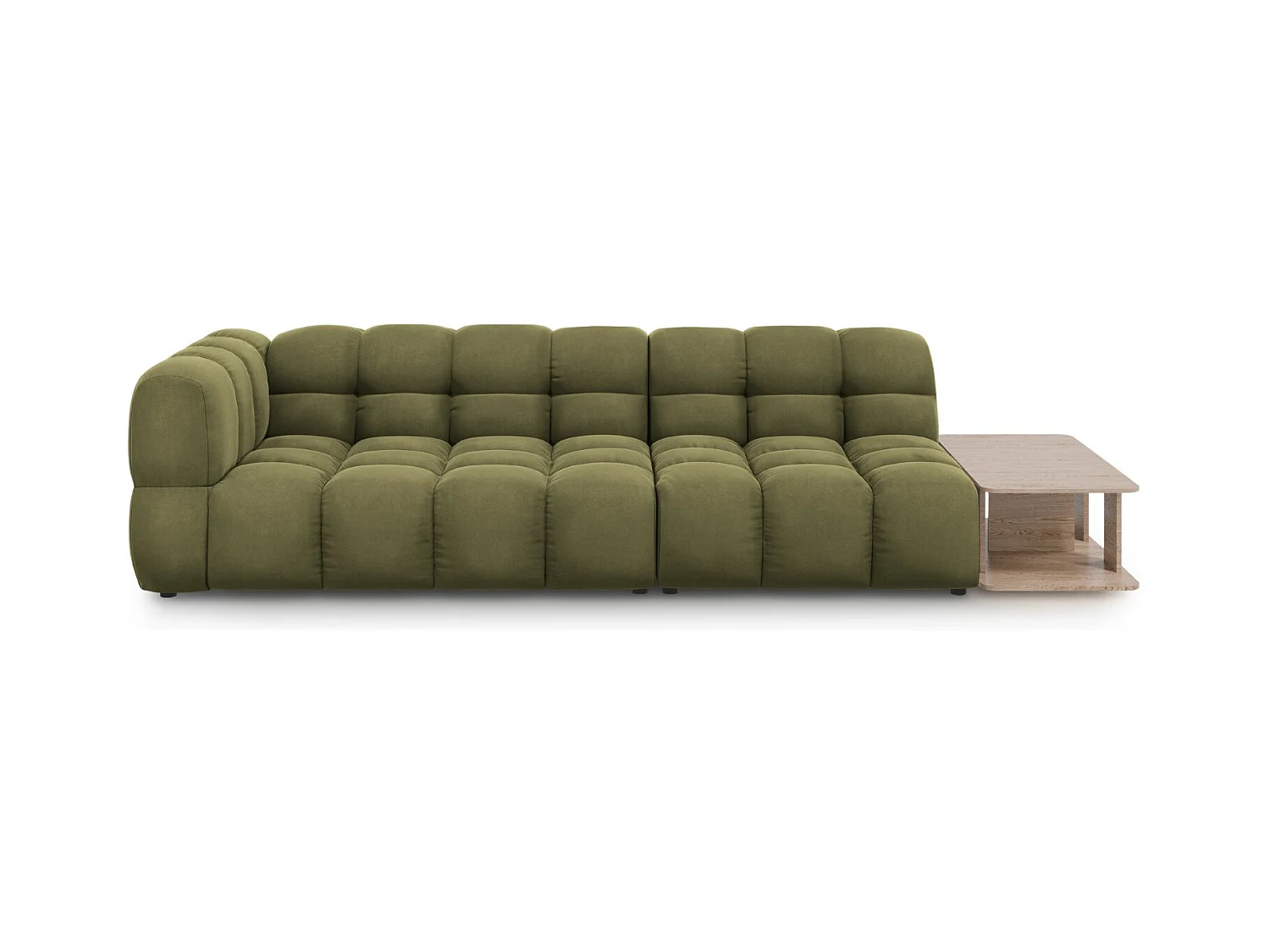 Cosmopolitan Design - Canapé modulable droit "Sky" 4 places en velours vert clair - 297x102x75cm
