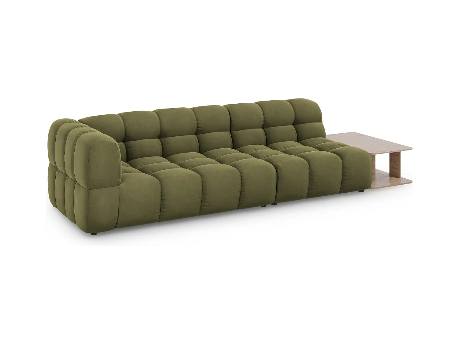 Cosmopolitan Design - Canapé modulable droit "Sky" 4 places en velours vert clair - 297x102x75cm