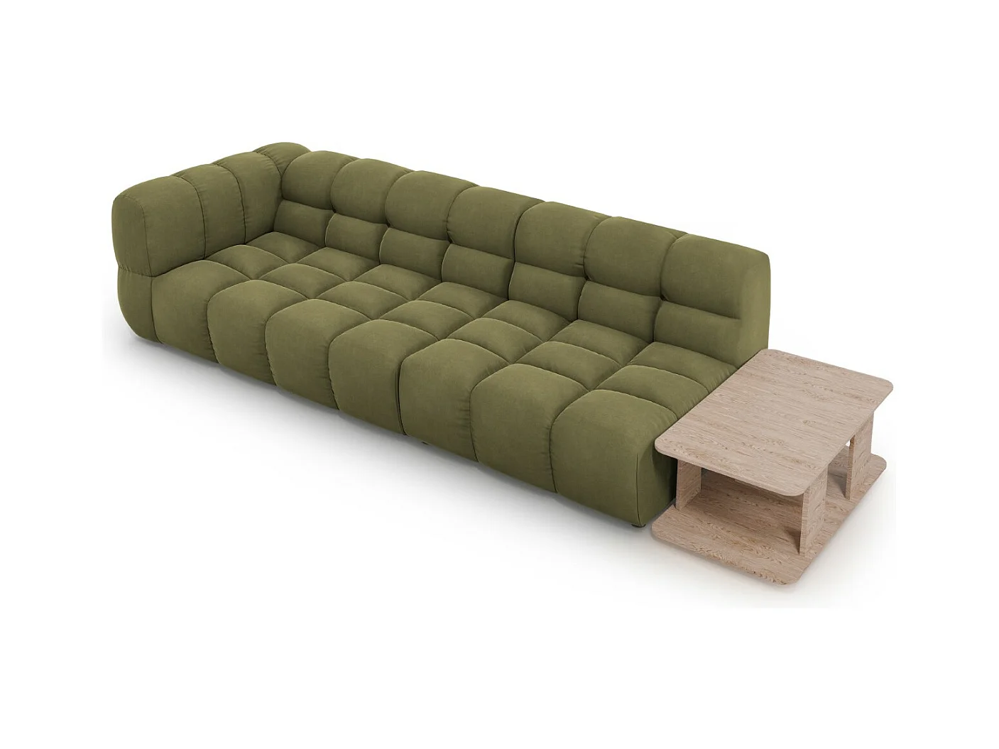 Cosmopolitan Design - Canapé modulable droit "Sky" 4 places en velours vert clair - 297x102x75cm