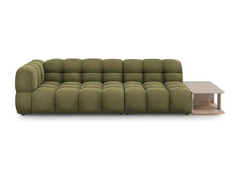 Cosmopolitan Design - Sofá modular direito "Sky" 4 lugares em veludo verde claro - 297x102x75cm
