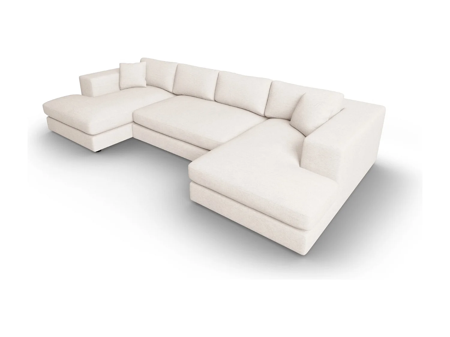 CXL by Christian Lacroix - Sofá panorâmico "Tendance" 5 lugares em tecido estrutural branco - 344x170x72cm