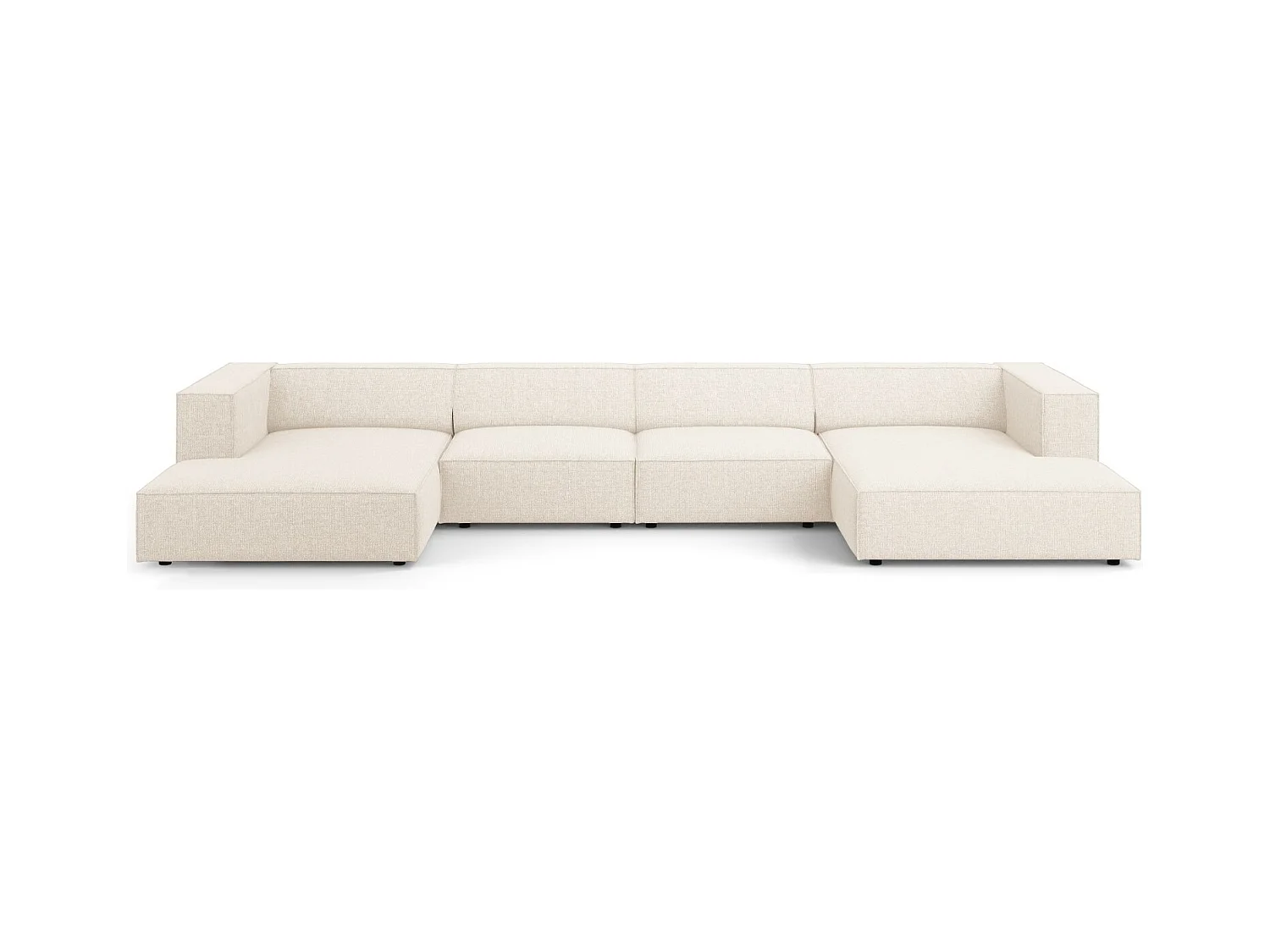 Cosmopolitan Design - Canapé panoramique "Arendal" 6 places en chenille beige clair - 364x166x70cm