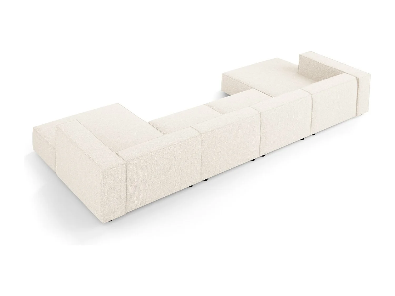 Cosmopolitan Design - Sofá panorâmico "Arendal" 6 lugares em tecido chenille bege claro - 364x166x70cm