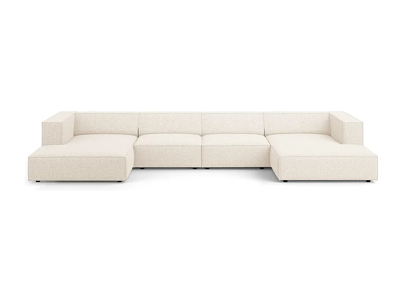 Cosmopolitan Design - Sofá panorámico "Arendal" 6 plazas de tejido chenilla beige claro - 364x166x70cm