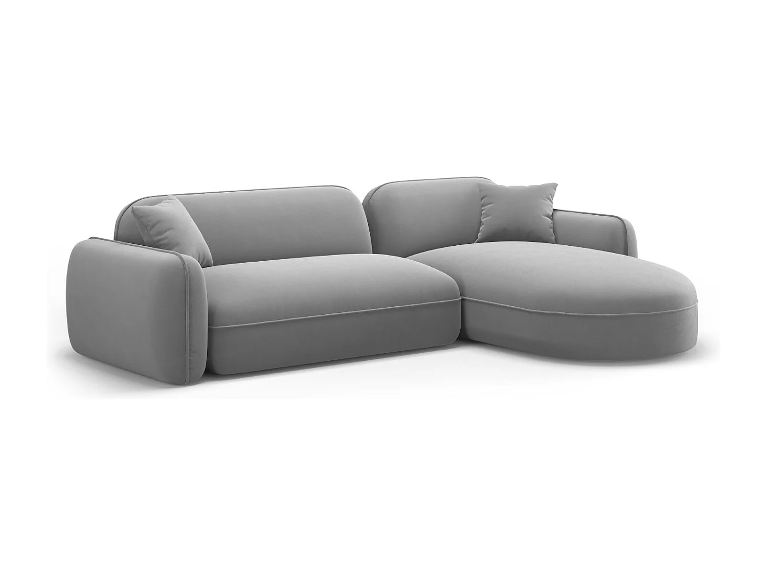 CXL by Christian Lacroix - 4-Sitzer modulares Ecksofa rechts "Lucien" Sitzer aus Samt hellgrau - 275x165x70cm