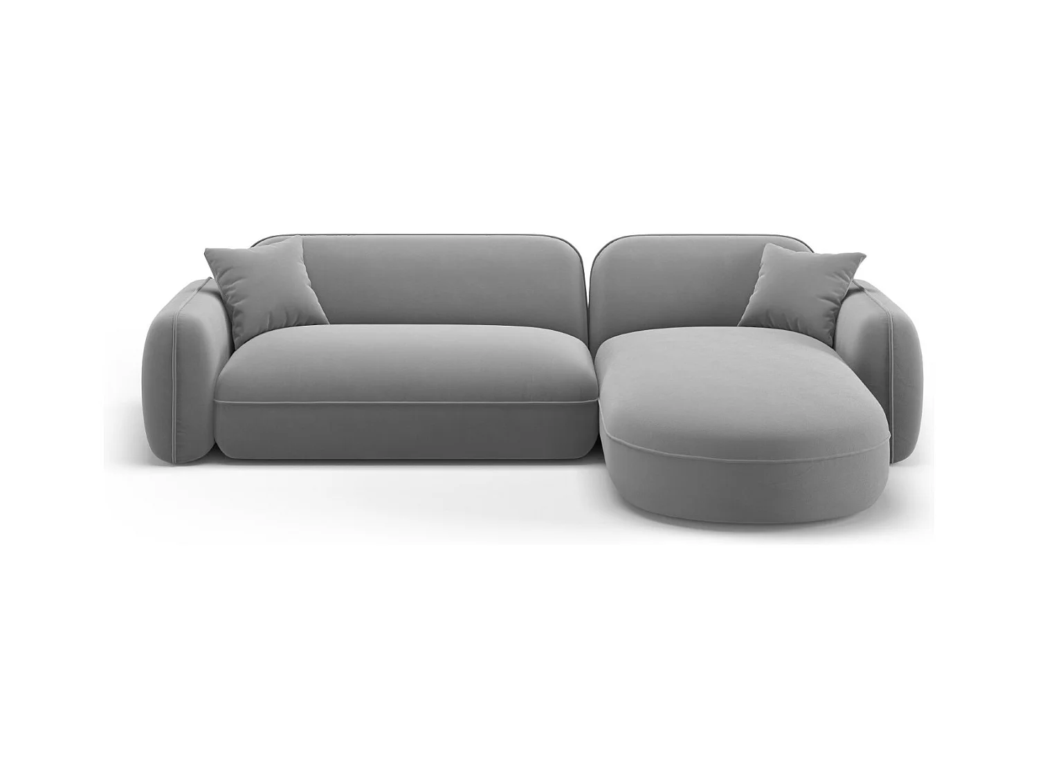 CXL by Christian Lacroix - Modulaire hoekbank rechts "Lucien" 4 zitplaatsen, Flueel, Lichtgrijs - 275x165x70cm