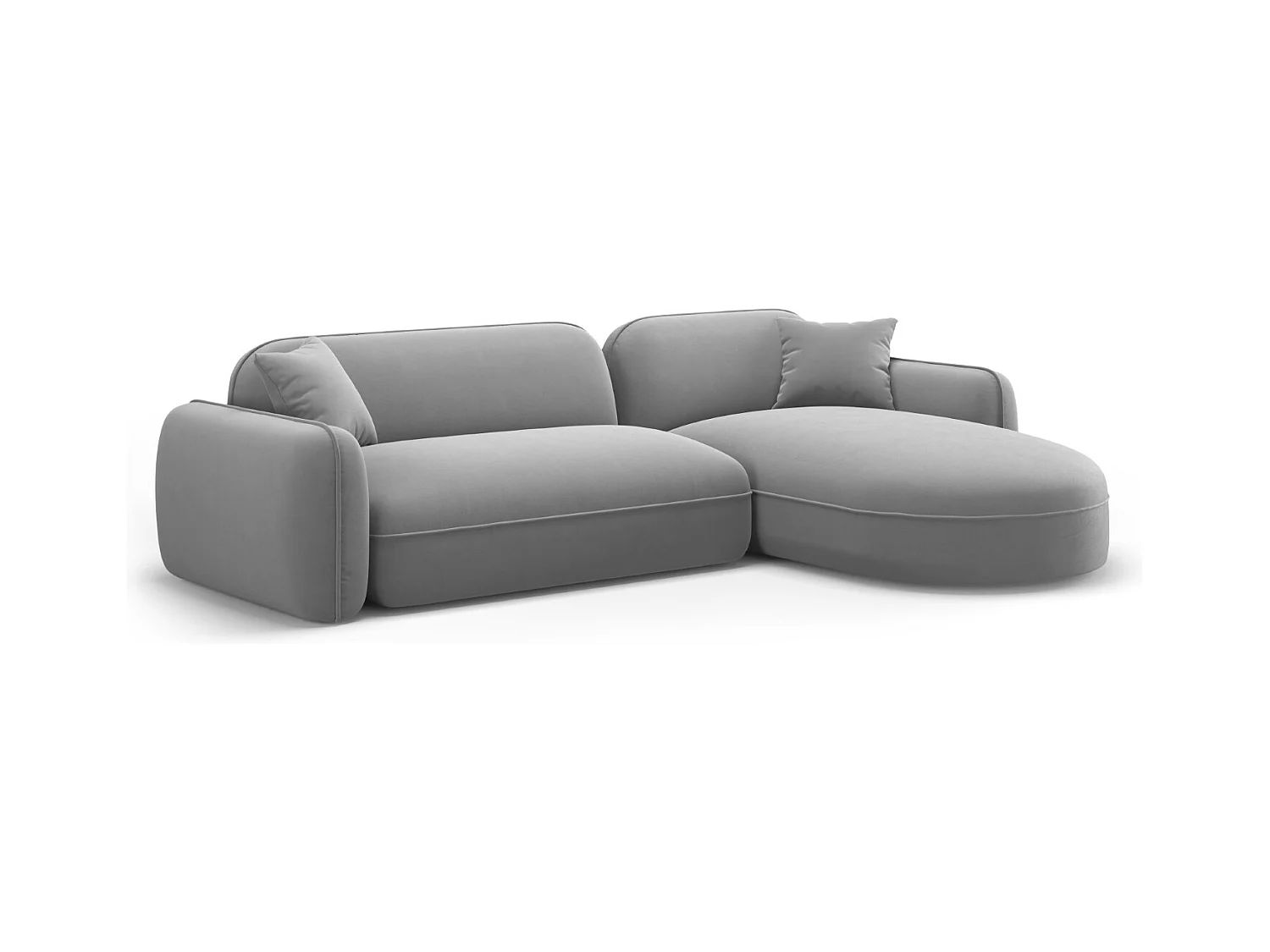 CXL by Christian Lacroix - Canapé d'angle droit modulable "Lucien" 4 places en velours gris clair - 275x165x70cm