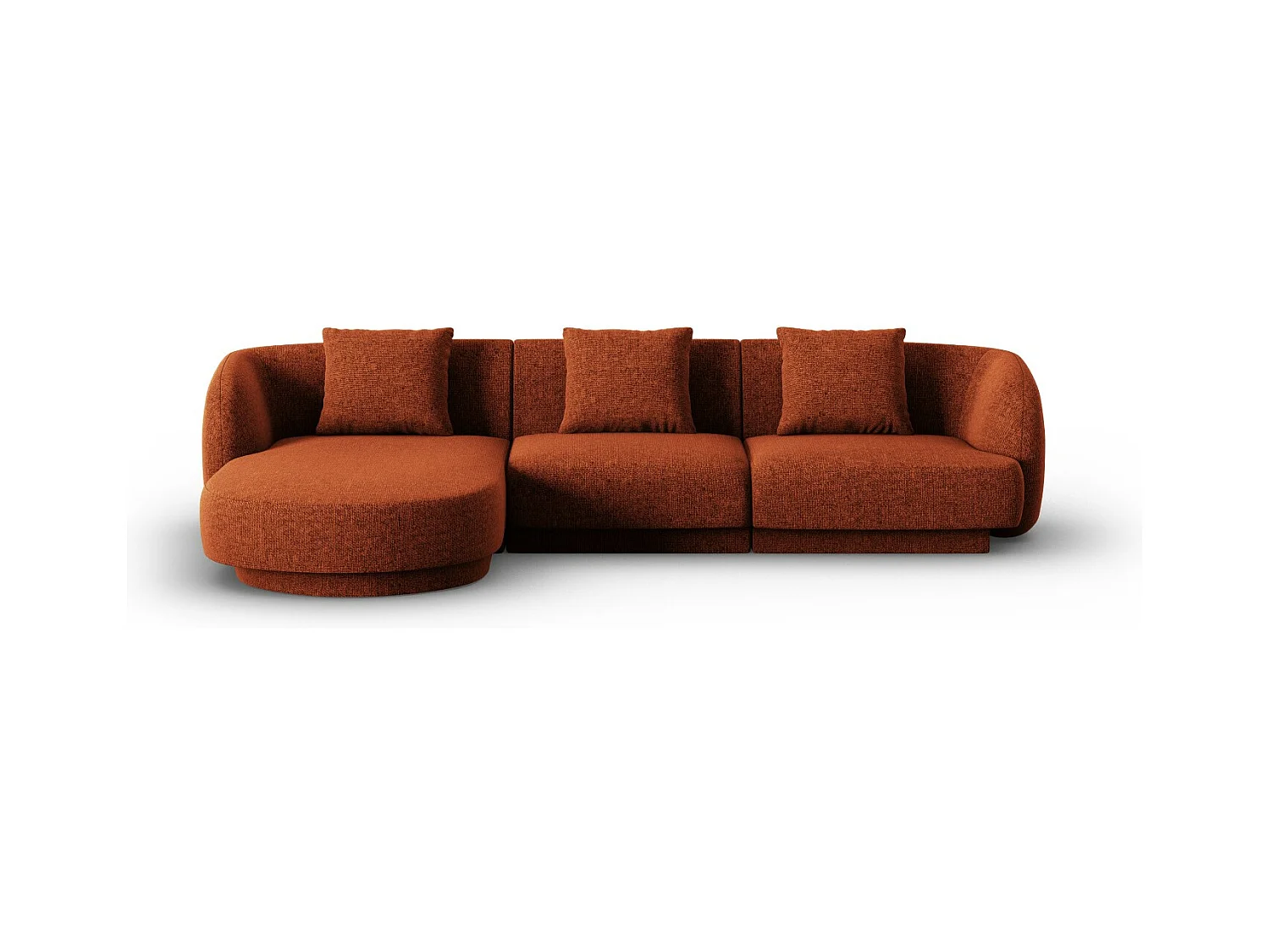 Cosmopolitan Design - Canapé d'angle gauche "Tulum" 4 places en chenille terracotta - 255x156x70cm