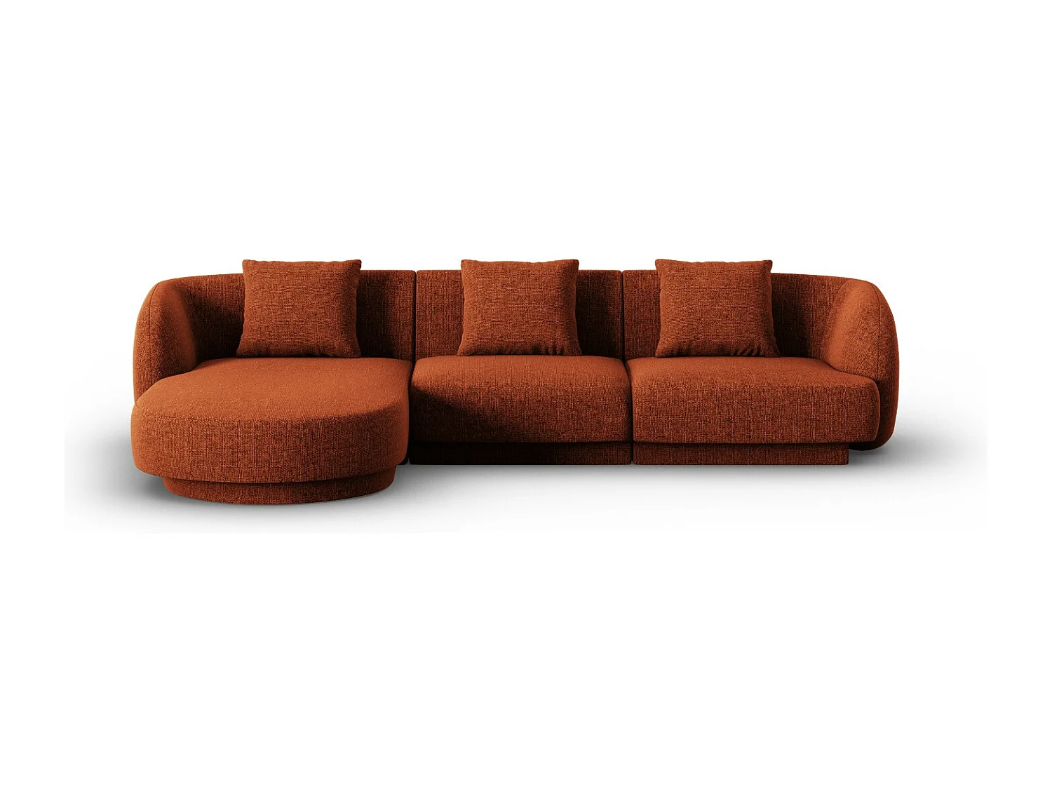 Cosmopolitan Design - Canapé d'angle gauche "Tulum" 4 places en chenille terracotta - 255x156x70cm
