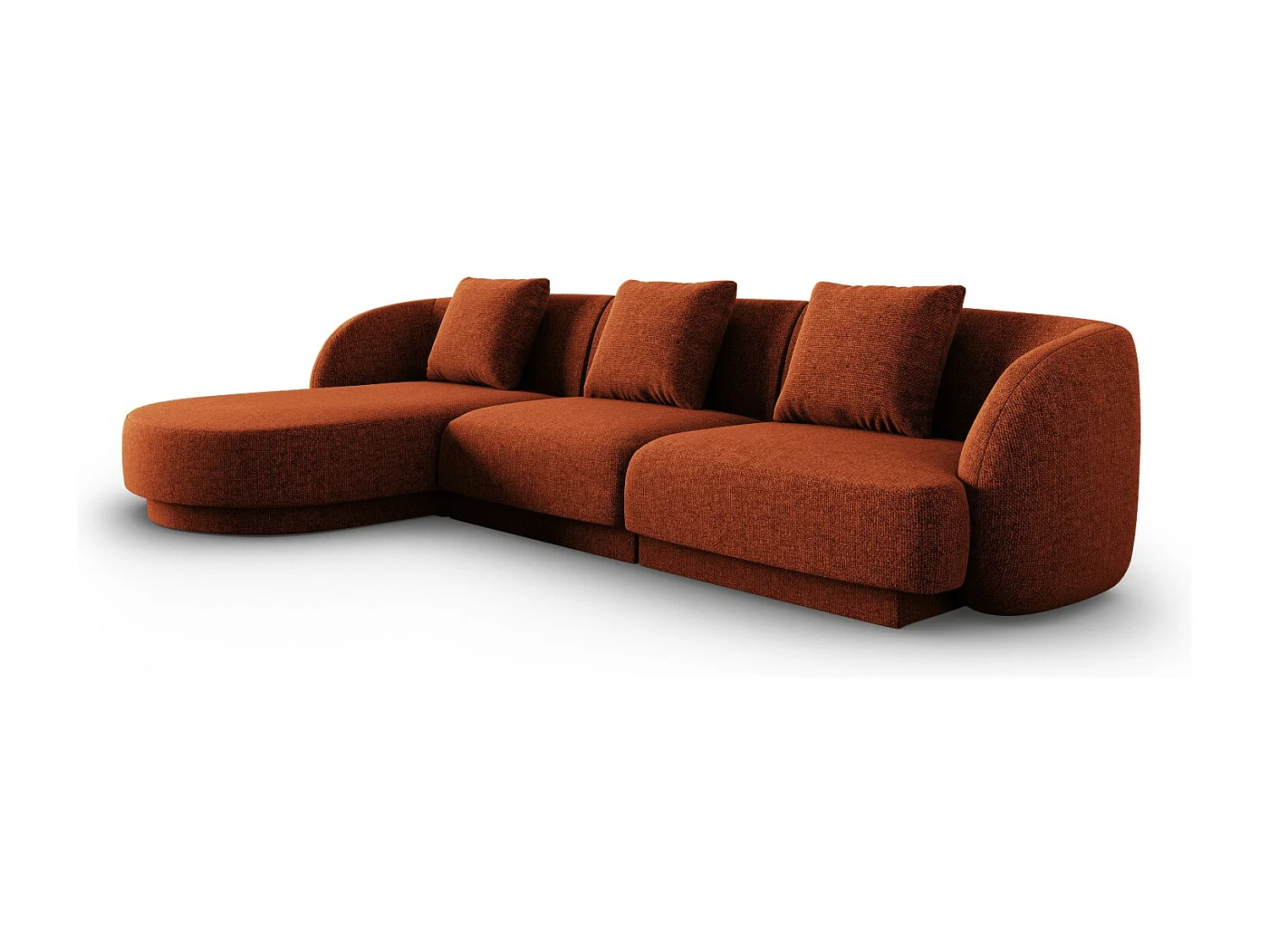 Cosmopolitan Design - Canapé d'angle gauche "Tulum" 4 places en chenille terracotta - 255x156x70cm