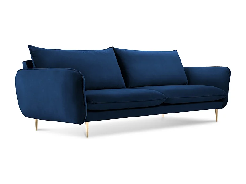 Cosmopolitan Design - Sofa, "Vienna" 3 miejsca welur, błękit królewski - 200x92x95cm