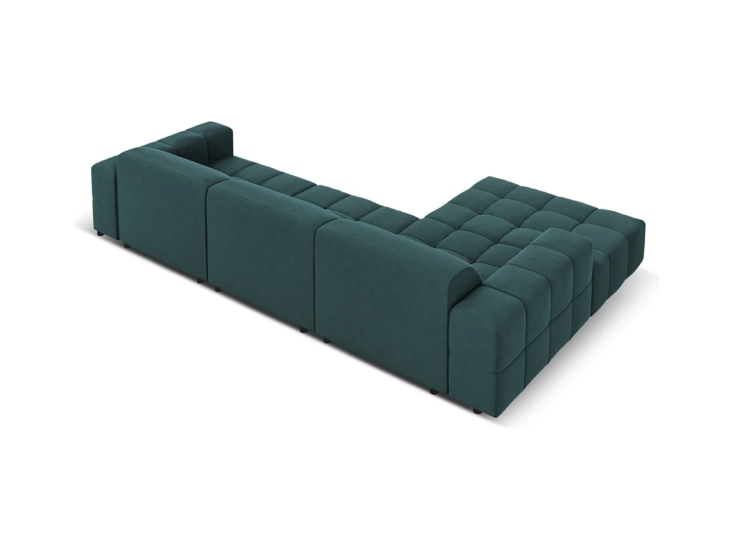 CXL by Christian Lacroix - Canapé d'angle gauche "Luc" 4 places en velours pétrole - 284x166x70cm