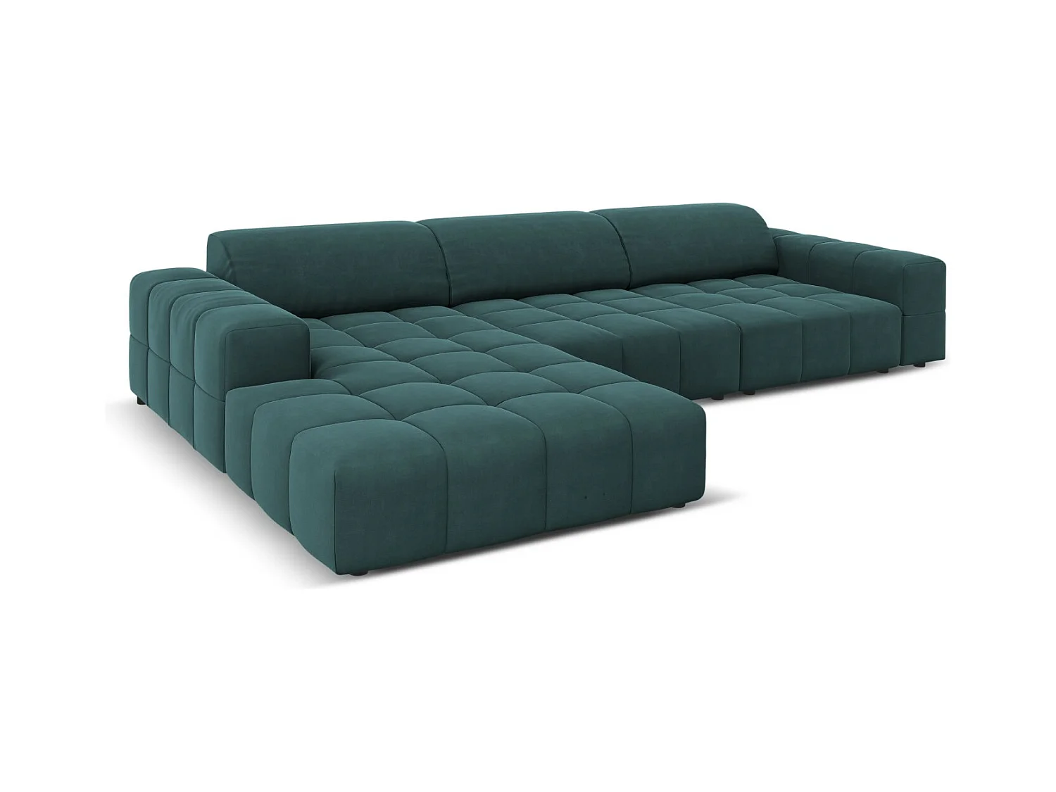 CXL by Christian Lacroix - Canapé d'angle gauche "Luc" 4 places en velours pétrole - 284x166x70cm