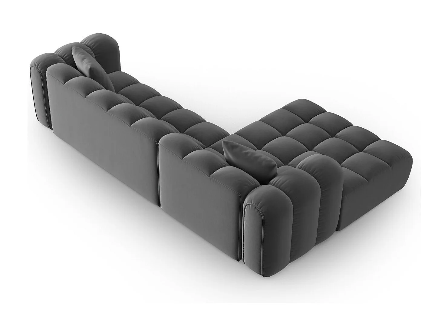 CXL by Christian Lacroix - Canapé d'angle gauche modulable "Clotilde" 4 places en velours ciment - 306x190x70cm