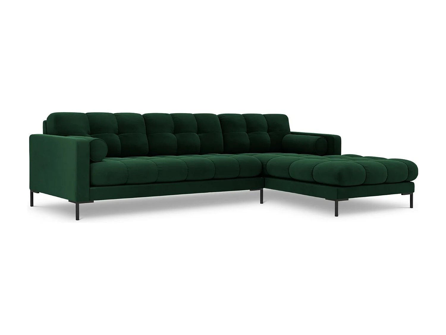 Cosmopolitan Design - 5-Sitzer Ecksofa rechts "Bali" aus Samt flaschengrün - 293x185x75cm