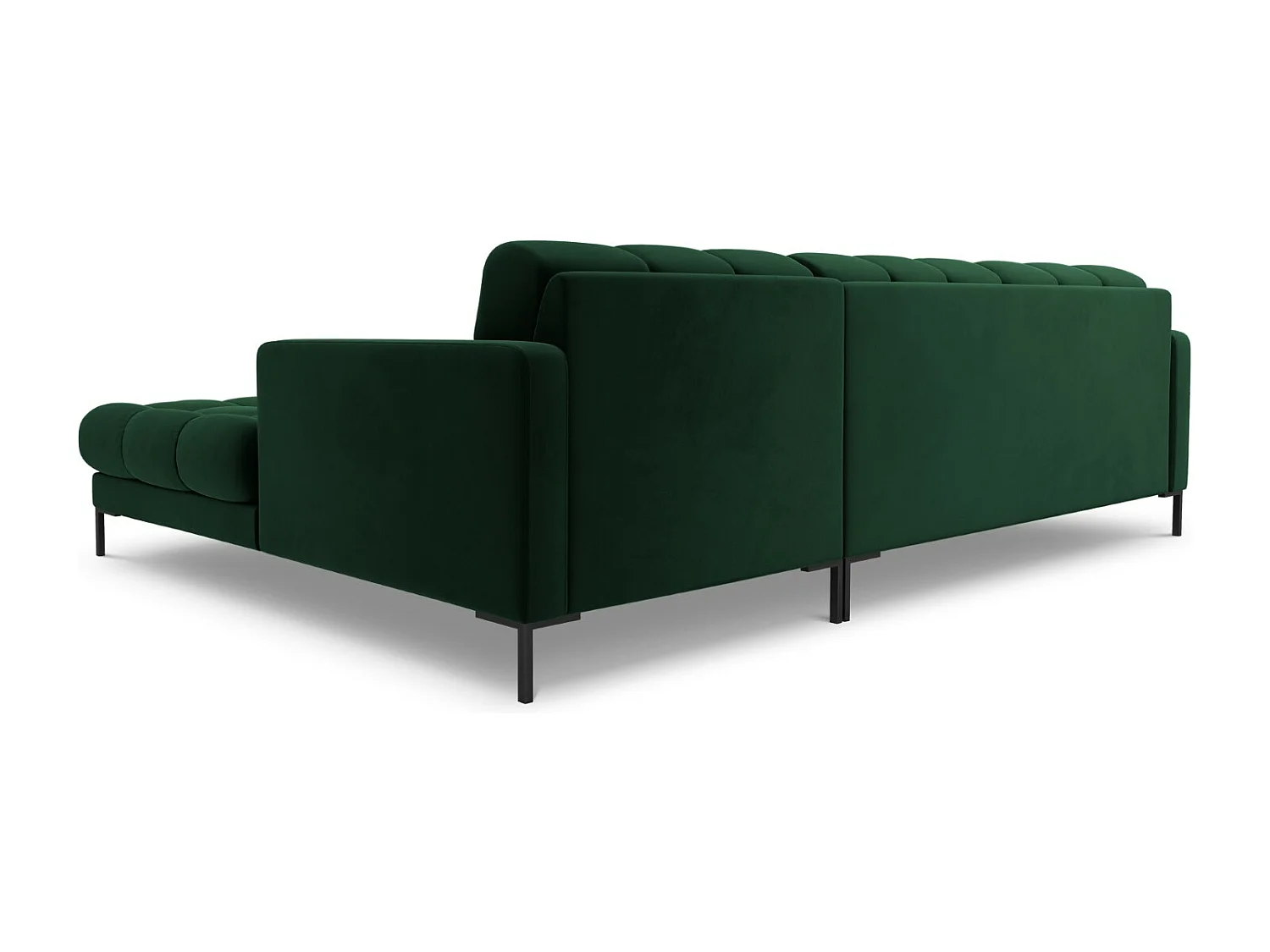 Cosmopolitan Design - Sofá de canto direito "Bali" 5 lugares em veludo verde garrafa - 293x185x75cm