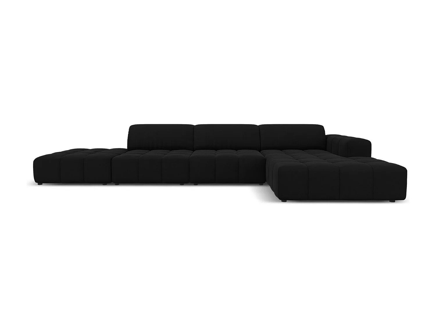 CXL by Christian Lacroix - Rechter hoekbank "Luc" 5 zitplaatsen, Flueel, Zwart - 341x166x70cm