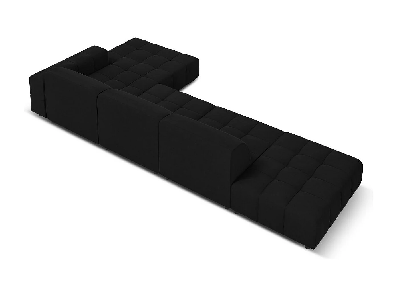 CXL by Christian Lacroix - Rechter hoekbank "Luc" 5 zitplaatsen, Flueel, Zwart - 341x166x70cm