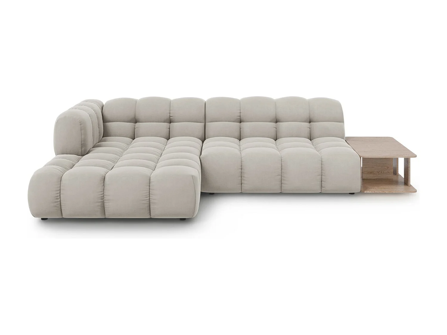 Cosmopolitan Design - Sofá esquinero modular izquierdo "Sky" 4 plazas de terciopelo beige claro - 297x162x75cm
