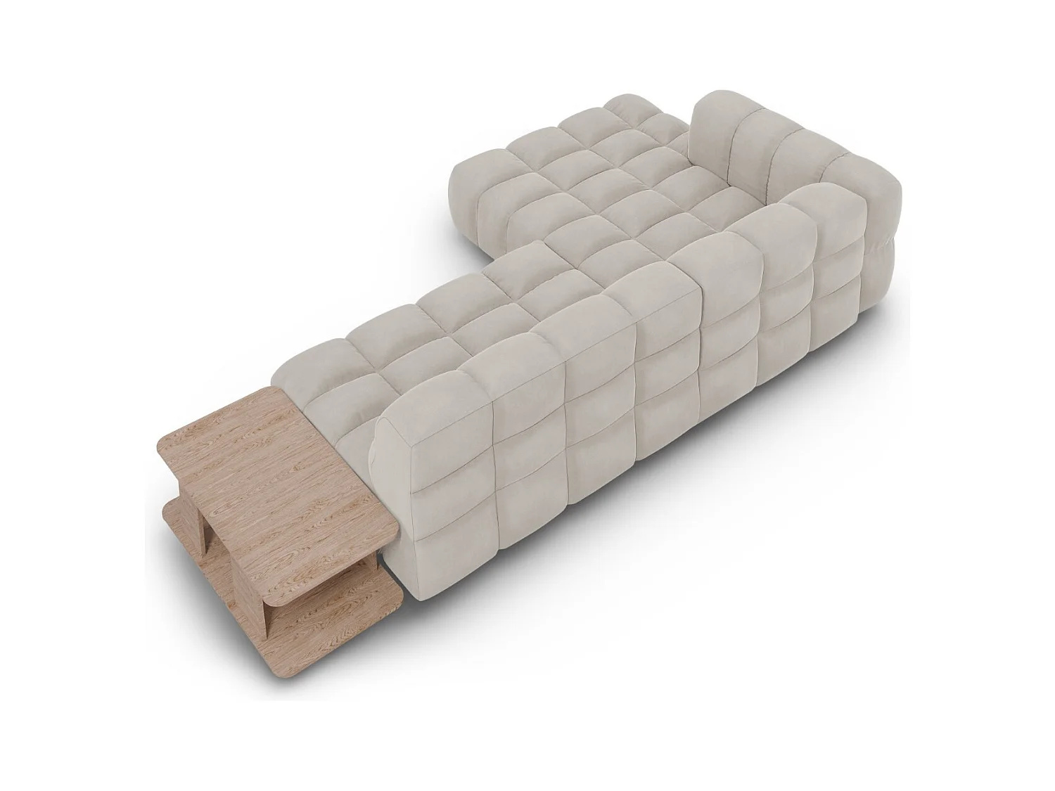 Cosmopolitan Design - Canapé d'angle gauche modulable "Sky" 4 places en velours beige clair - 297x162x75cm