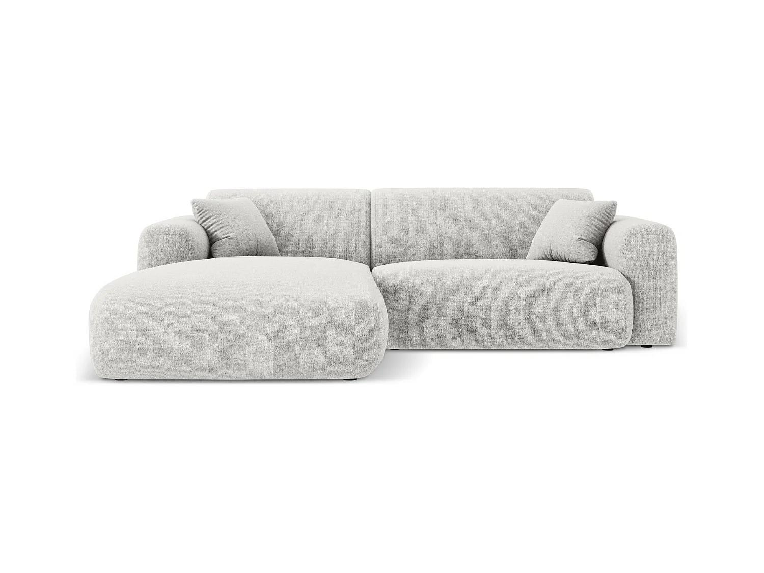 Cosmopolitan Design - Canapé d'angle gauche "Nolio" 4 places en chenille gris clair - 235x170x72cm