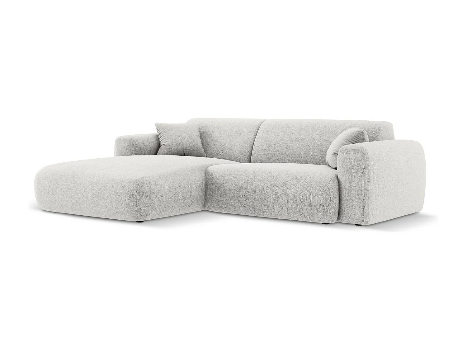 Cosmopolitan Design - Canapé d'angle gauche "Nolio" 4 places en chenille gris clair - 235x170x72cm