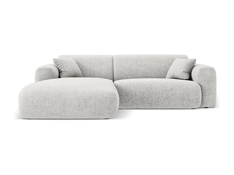 Cosmopolitan Design - Divano angolare sinistro "Nolio" 4 posti in ciniglia grigio chiaro - 235x170x72cm