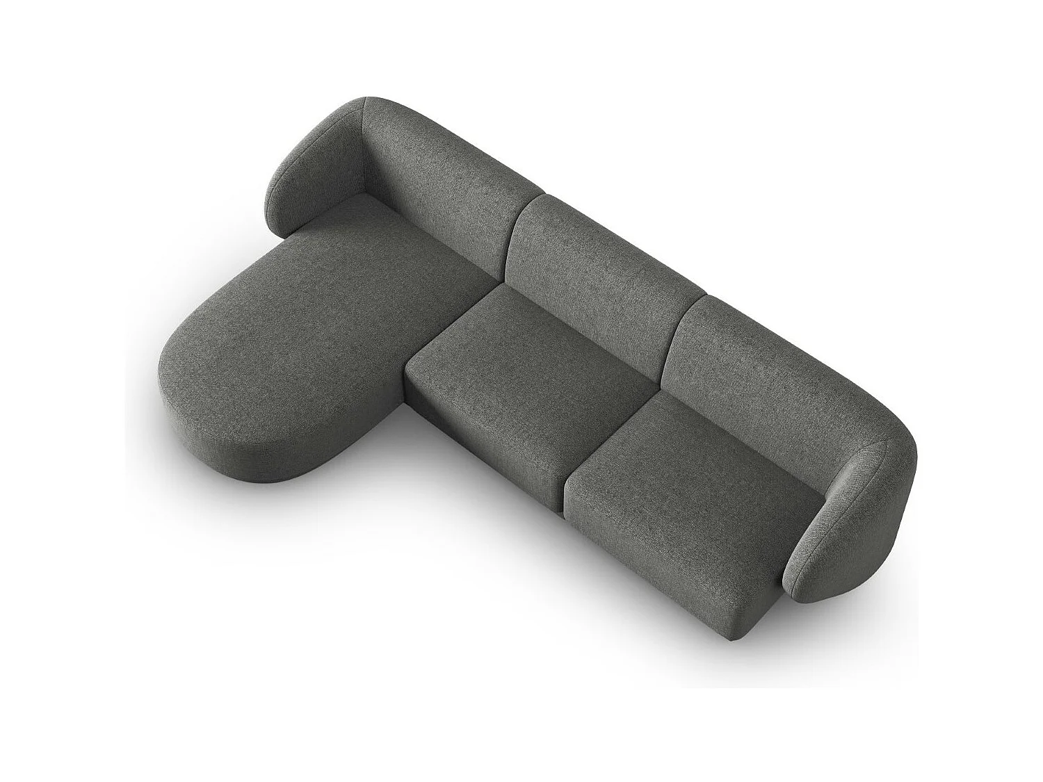 CXL by Christian Lacroix - Canapé d'angle gauche modulable "Lionel" 4 places en chenille gris foncé mélange - 266x155x74cm