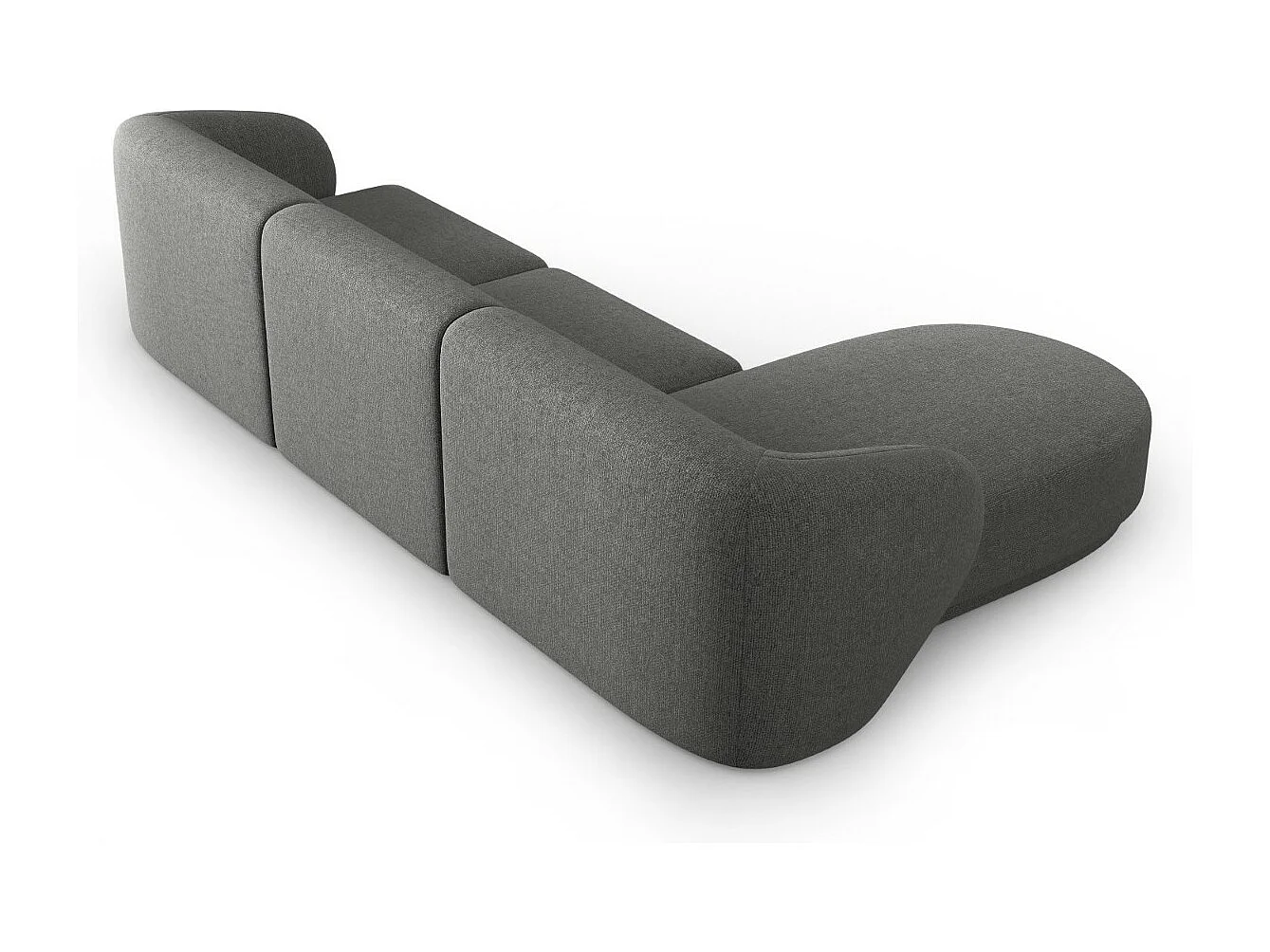 CXL by Christian Lacroix - Canapé d'angle gauche modulable "Lionel" 4 places en chenille gris foncé mélange - 266x155x74cm