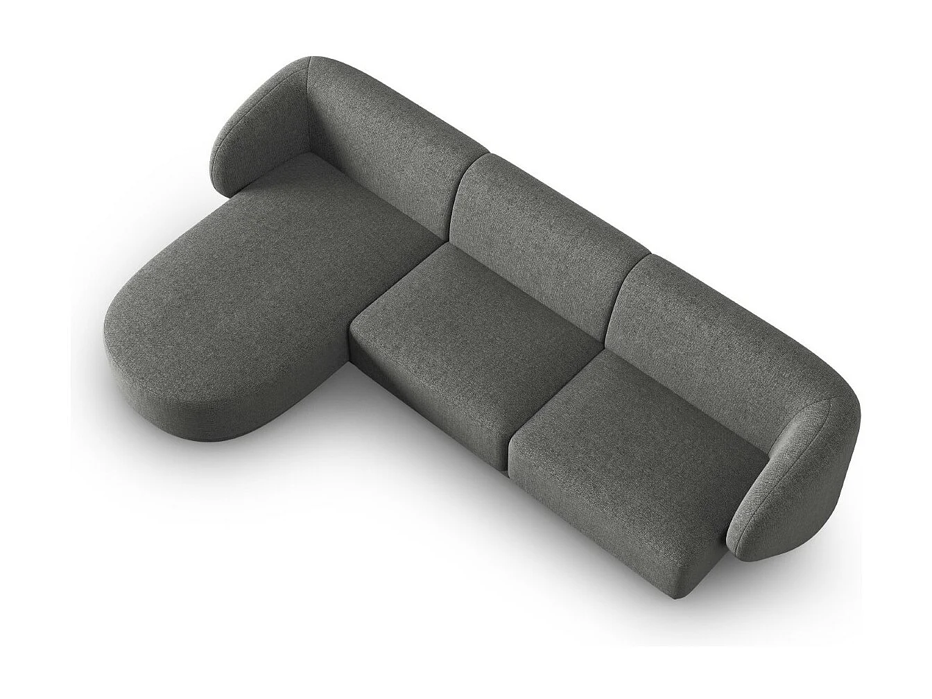 CXL by Christian Lacroix - Canapé d'angle gauche modulable "Lionel" 4 places en chenille gris foncé mélange - 266x155x74cm