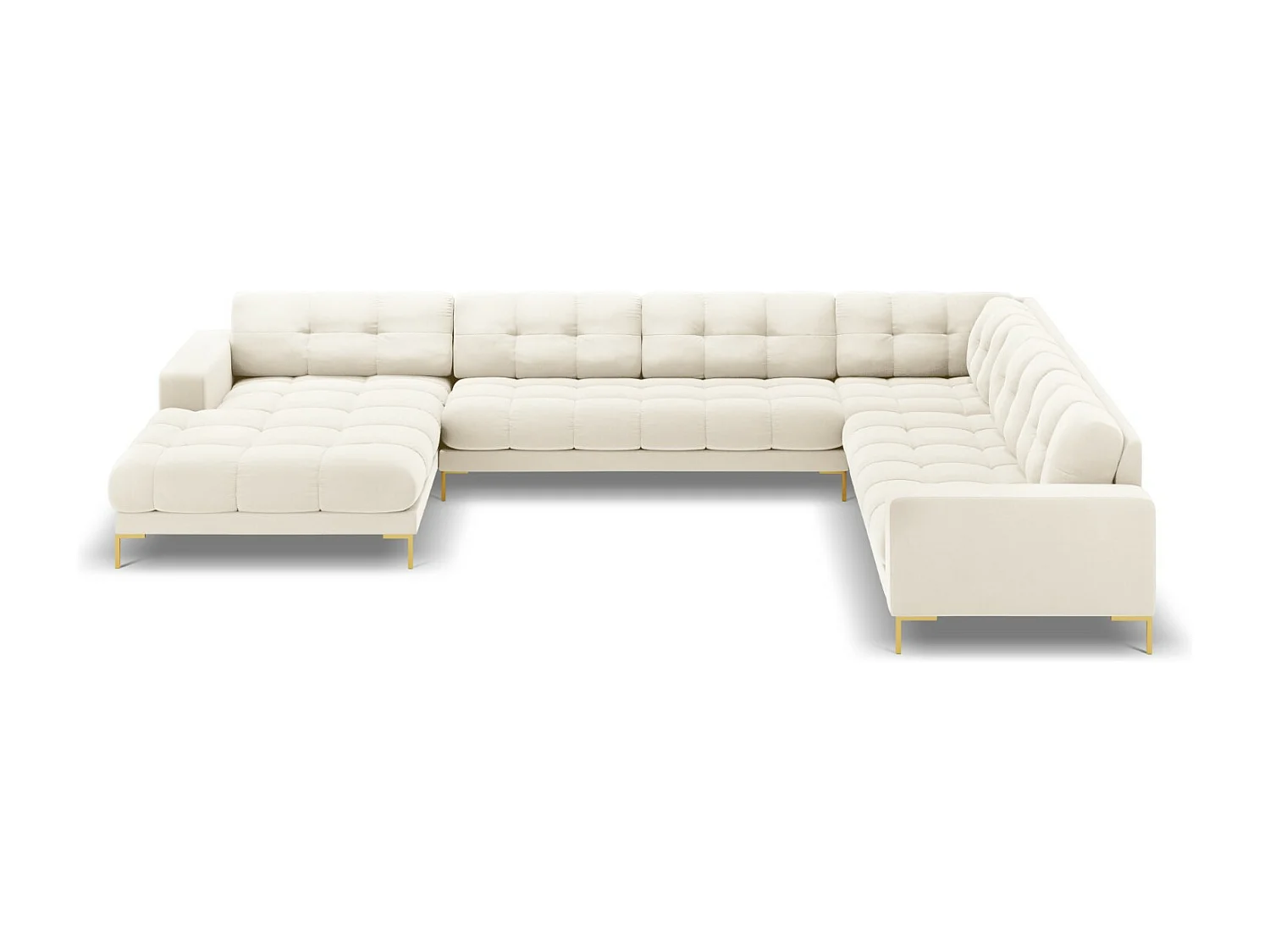 Cosmopolitan Design - Narożnik prawy panoramiczny, "Bali" 7 miejsc welur, beż jasny - 327x256x75cm