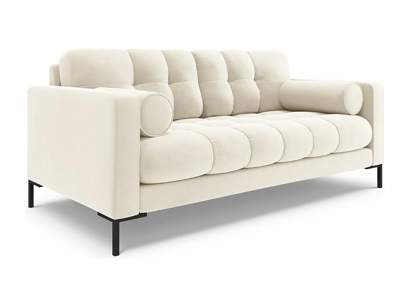 Cosmopolitan Design - Sofá "Bali" 2 lugares em veludo bege claro - 152x92x75cm