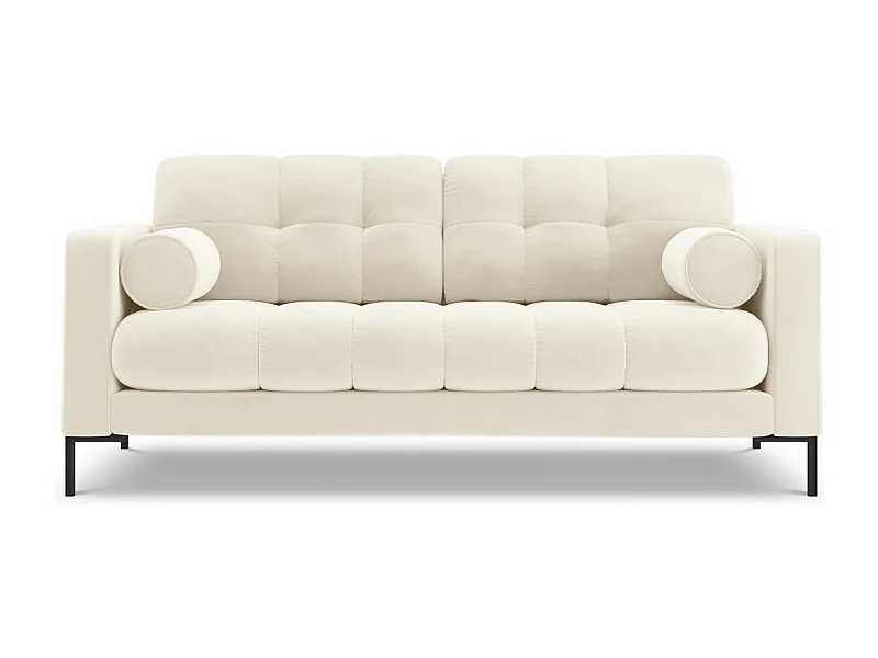 Cosmopolitan Design - Sofá "Bali" 2 lugares em veludo bege claro - 152x92x75cm