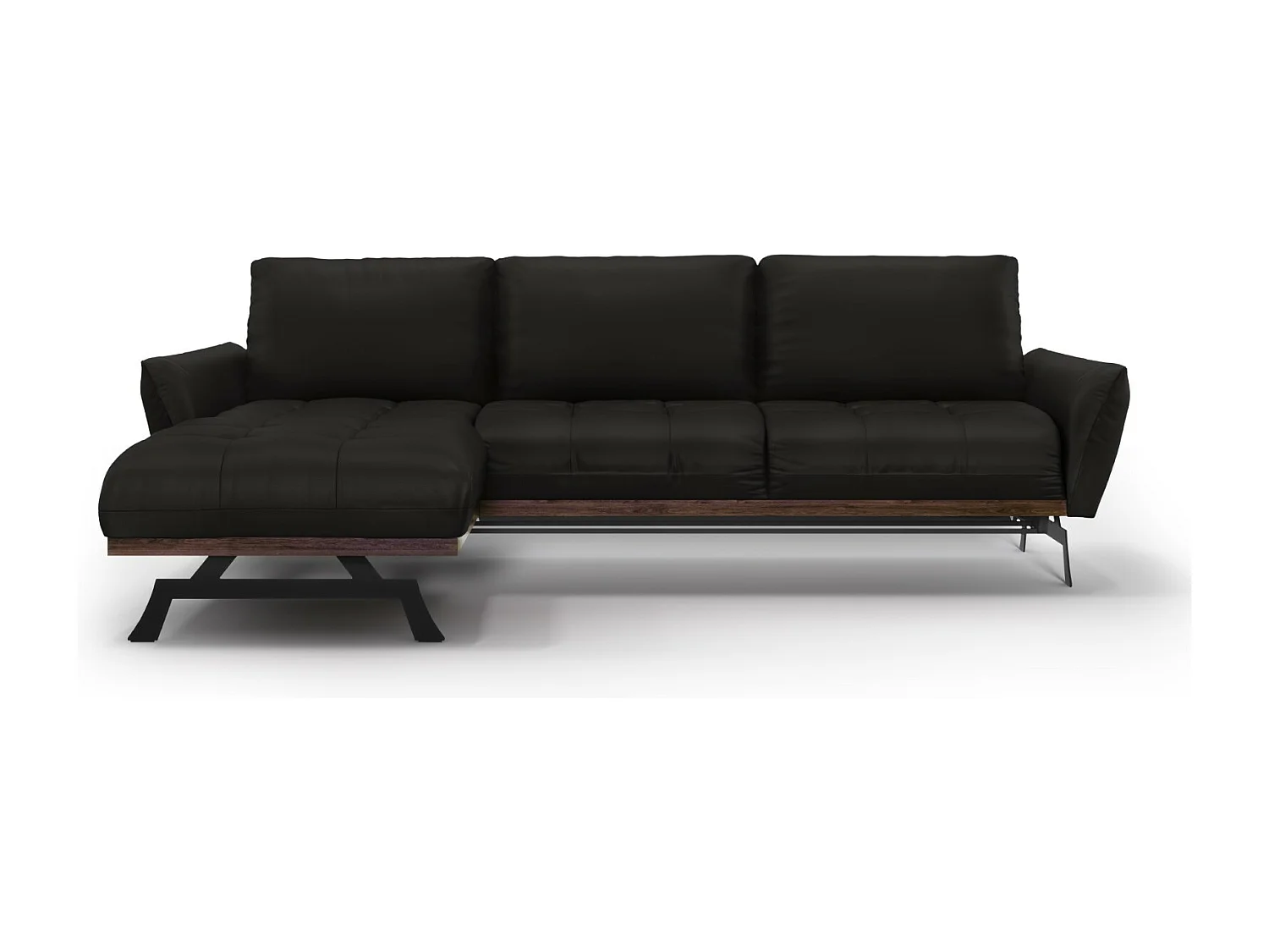 CXL by Christian Lacroix - Narożnik lewy panoramiczny, "Olivier" 4 miejsca skóra naturalna, czarny - 264x171x87cm