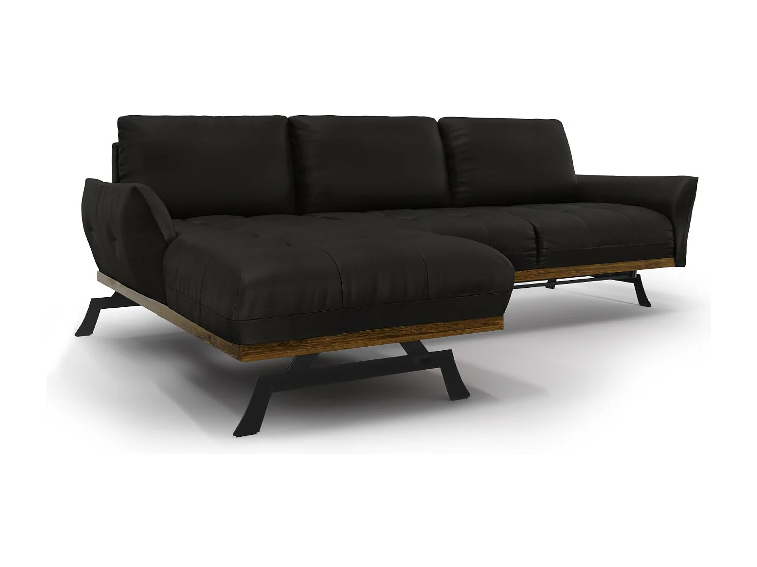 CXL by Christian Lacroix - Narożnik lewy panoramiczny, "Olivier" 4 miejsca skóra naturalna, czarny - 264x171x87cm