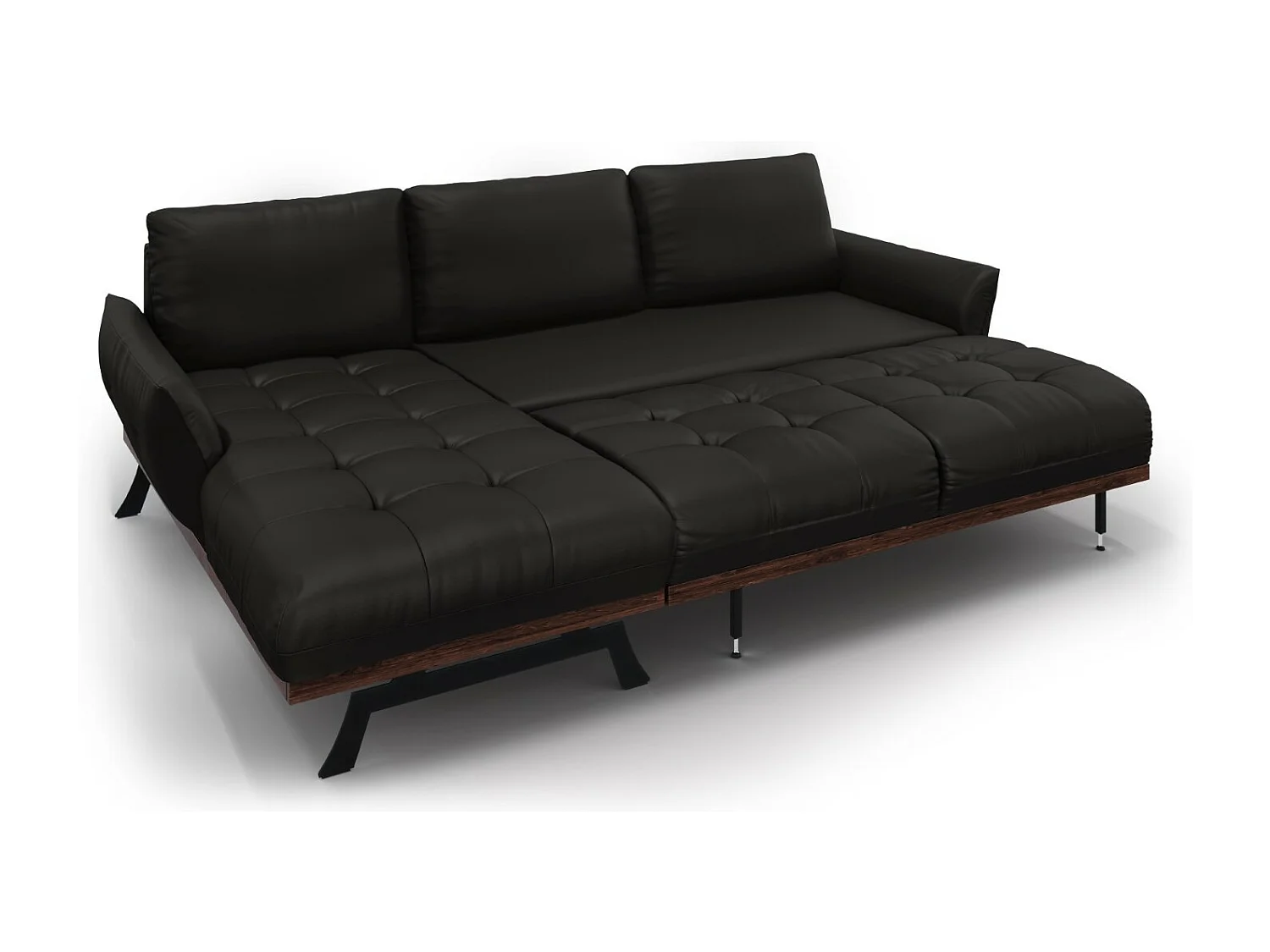 CXL by Christian Lacroix - Narożnik lewy panoramiczny, "Olivier" 4 miejsca skóra naturalna, czarny - 264x171x87cm