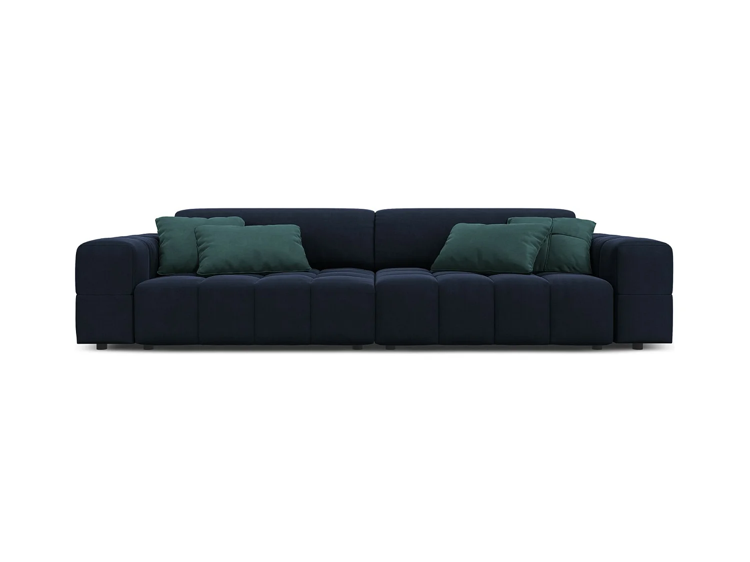 CXL by Christian Lacroix - Canapé "Luc" 4 places en velours bleu foncé - 244x102x70cm