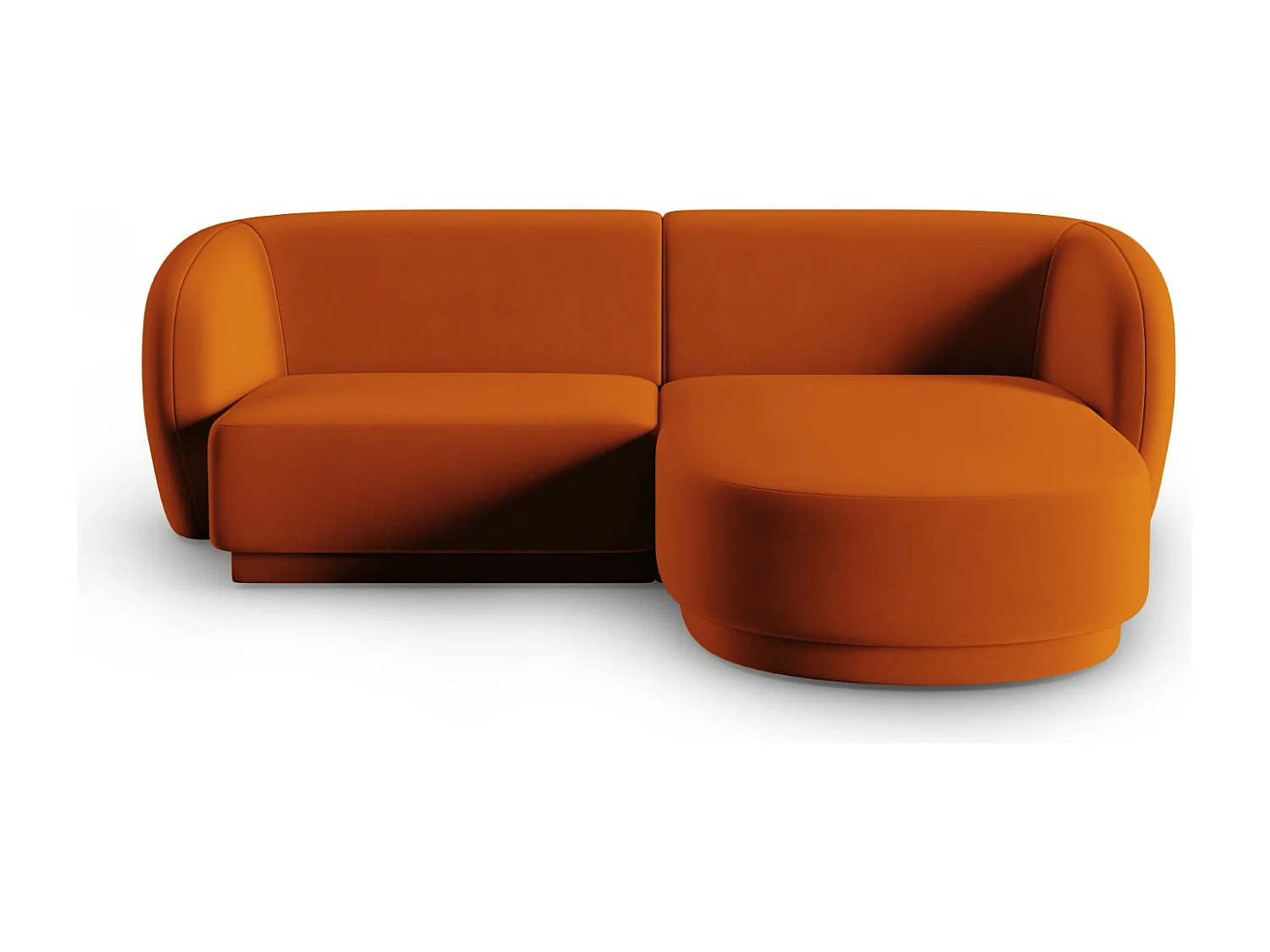 CXL by Christian Lacroix - Canapé d'angle droit modulable "Lionel" 3 places en velours terracotta - 188x155x74cm