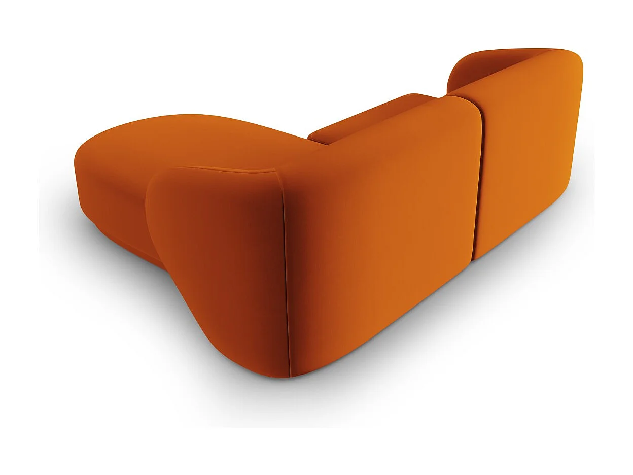 CXL by Christian Lacroix - Canapé d'angle droit modulable "Lionel" 3 places en velours terracotta - 188x155x74cm
