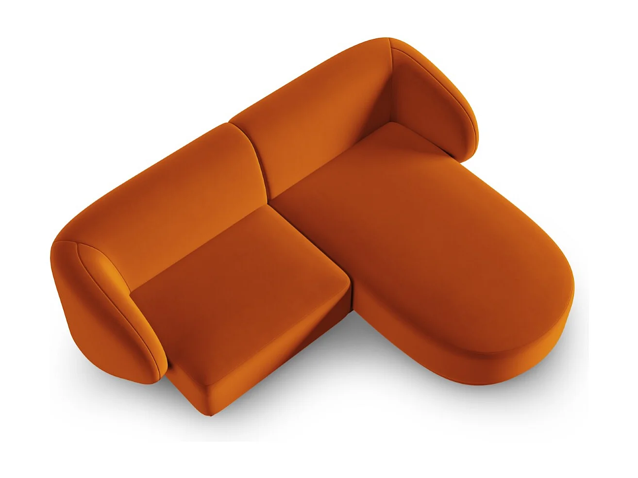 CXL by Christian Lacroix - Canapé d'angle droit modulable "Lionel" 3 places en velours terracotta - 188x155x74cm